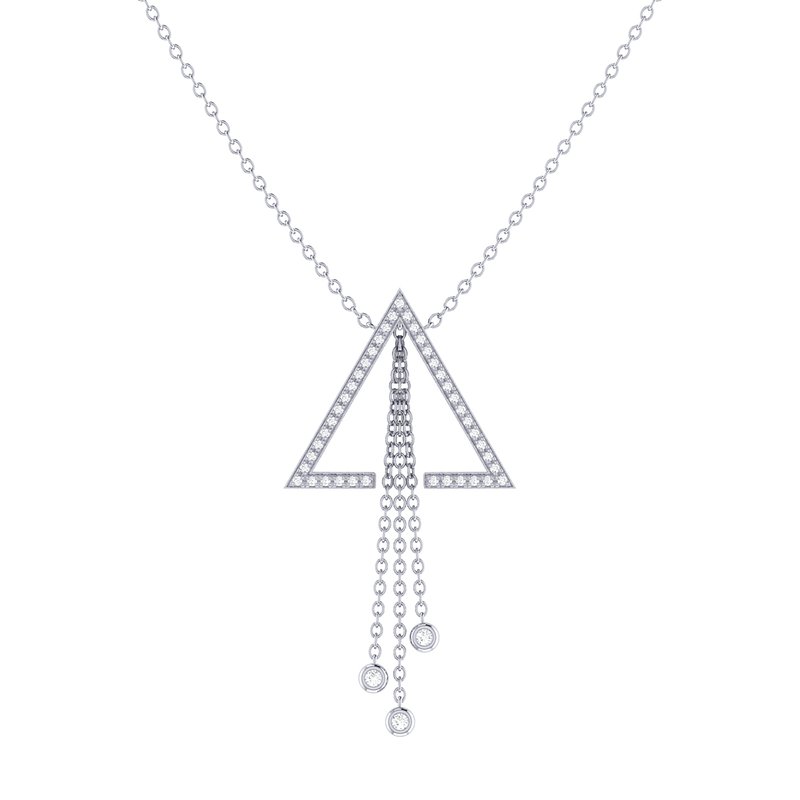 Luvmyjewelry Skyline Triangle Bolo Adjustable Diamond Lariat Necklace In Sterling Silver In Grey