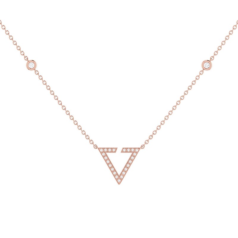 Luvmyjewelry Skyline Triangle Diamond Necklace In 14k Rose Gold Vermeil On Sterling Silver