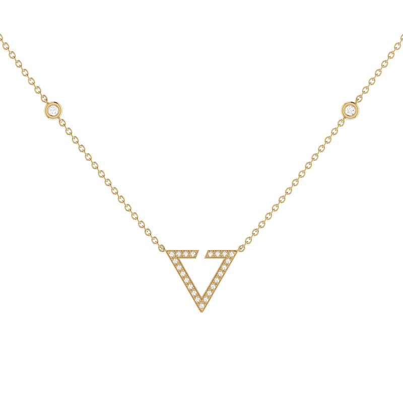 Luvmyjewelry Skyline Triangle Diamond Necklace In 14k Yellow Gold Vermeil On Sterling Silver