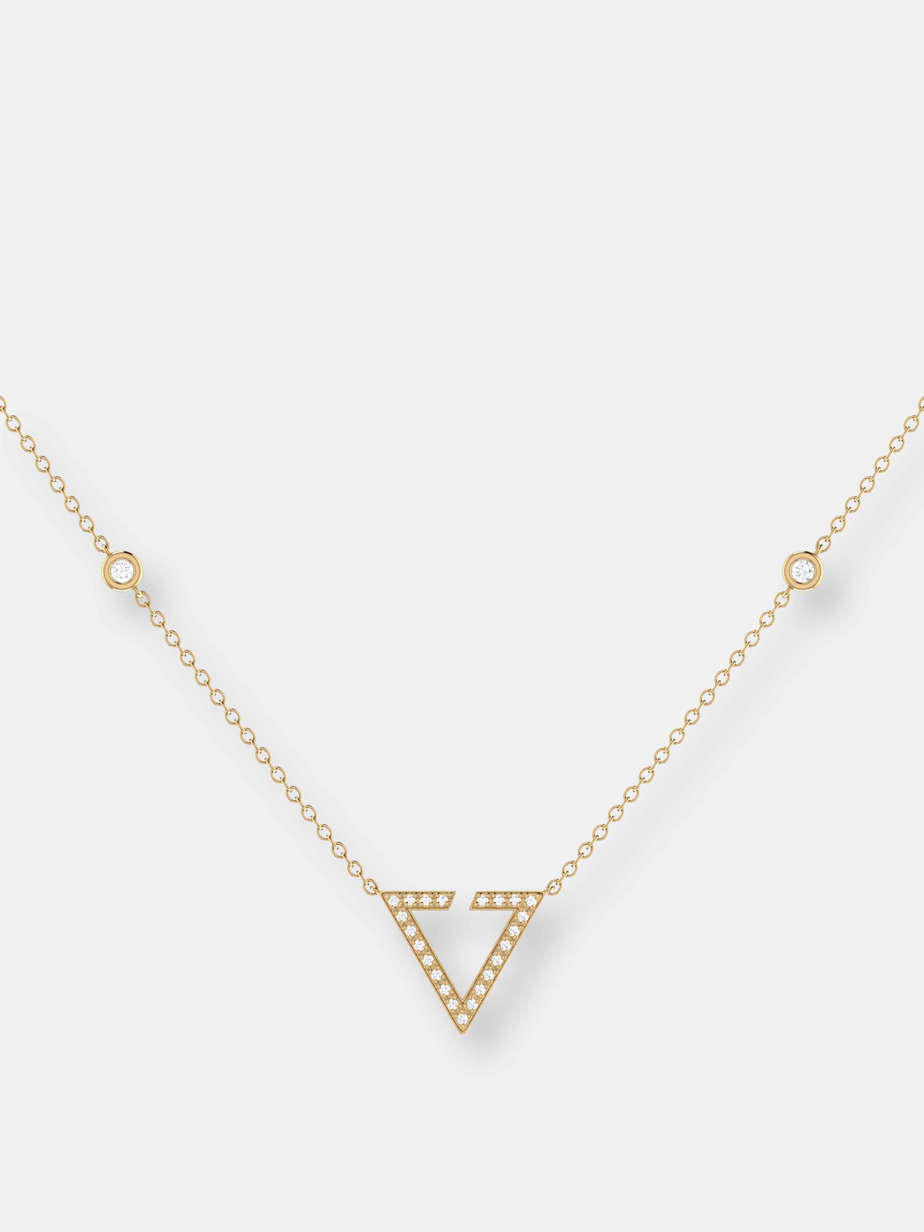 Luvmyjewelry Skyline Triangle Diamond Necklace In 14k Yellow Gold Vermeil On Sterling Silver
