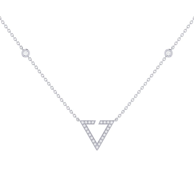 Luvmyjewelry Skyline Triangle Diamond Necklace In Sterling Silver In Grey