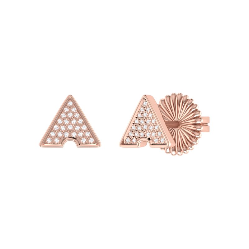Luvmyjewelry Skyscraper Triangle Diamond Stud Earrings In 14k Rose Gold Vermeil On Sterling Silver In Pink