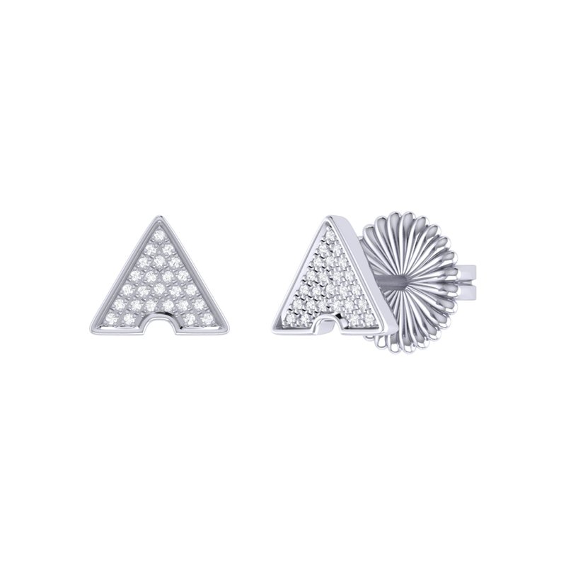 Luvmyjewelry Skyscraper Triangle Diamond Stud Earrings In Sterling Silver In Grey