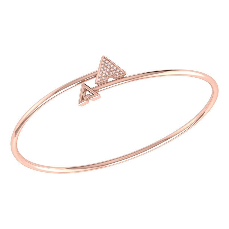 Luvmyjewelry Skyscraper Triangle Roof Adjustable Diamond Bangle In 14k Rose Gold Vermeil On Sterling In Pink