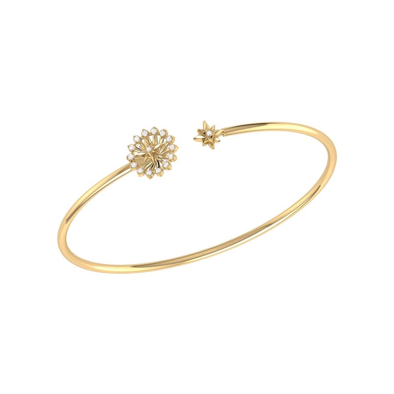 Shop Luvmyjewelry Starburst Adjustable Diamond Cuff In 14k Yellow Gold Vermeil On Sterling Silver