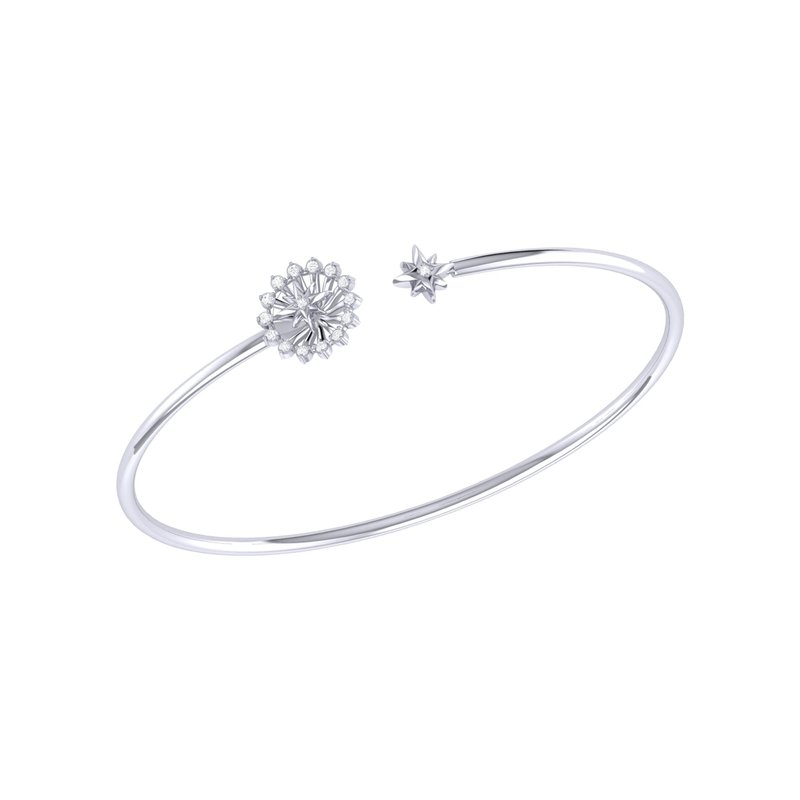 Shop Luvmyjewelry Starburst Adjustable Diamond Cuff In Sterling Silver In Grey