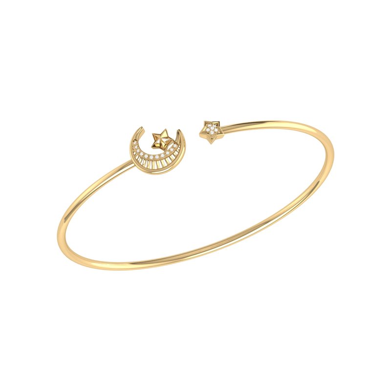 Shop Luvmyjewelry Starkissed Crescent Adjustable Diamond Cuff In 14k Yellow Gold Vermeil On Sterling Silver Bracelet