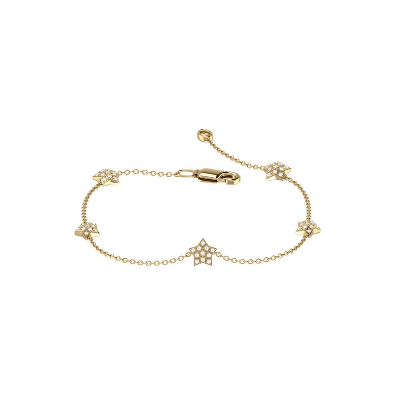 Luvmyjewelry Starkissed Diamond Bracelet In 14k Yellow Gold Vermeil On Sterling Silver