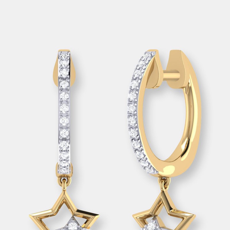 Luvmyjewelry Starkissed Duo Diamond Hoop Earrings In 14k Yellow Gold Vermeil On Sterling Silver
