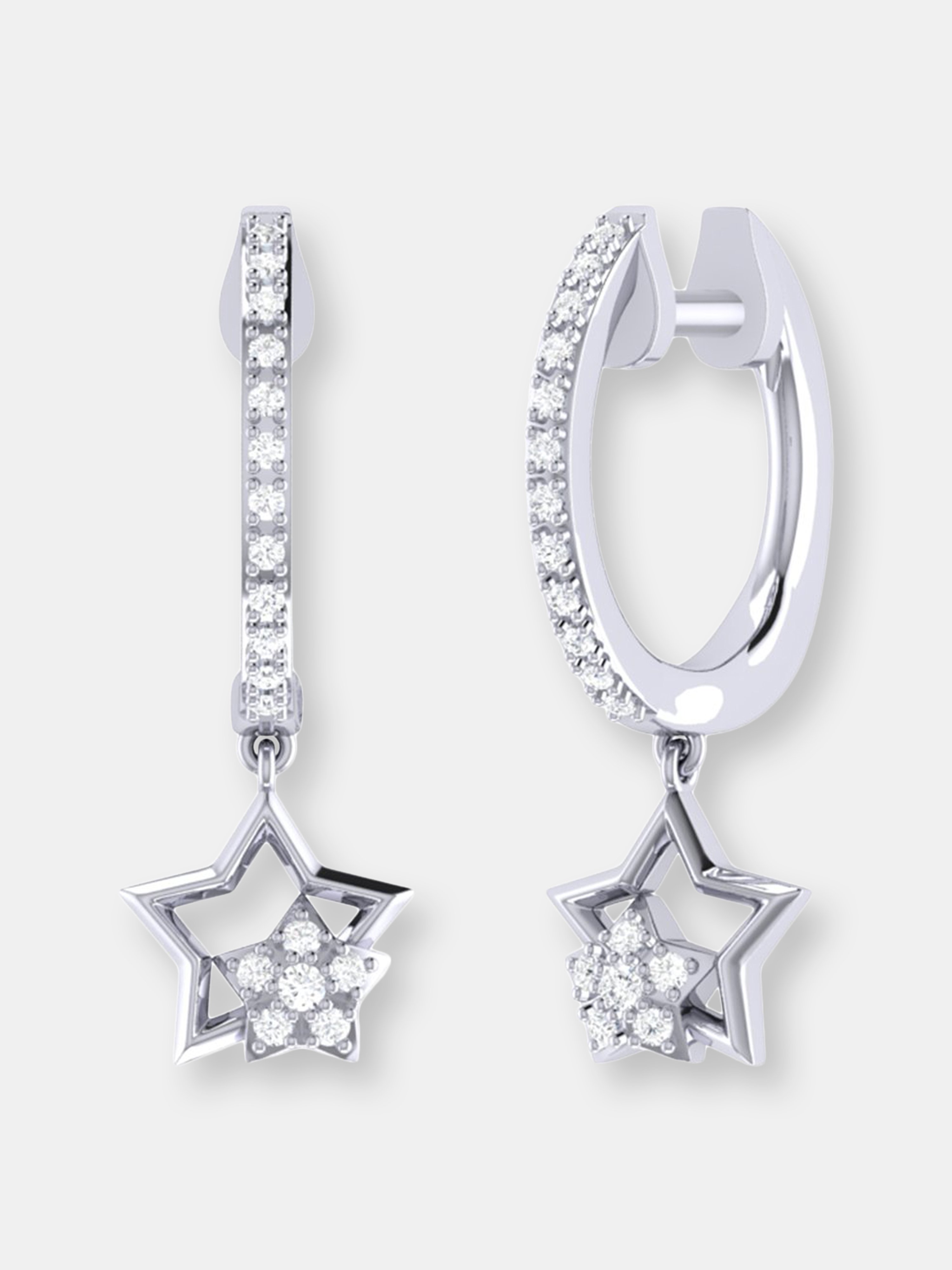 Luvmyjewelry Starkissed Duo Diamond Hoop Earrings In Sterling Silver In Grey