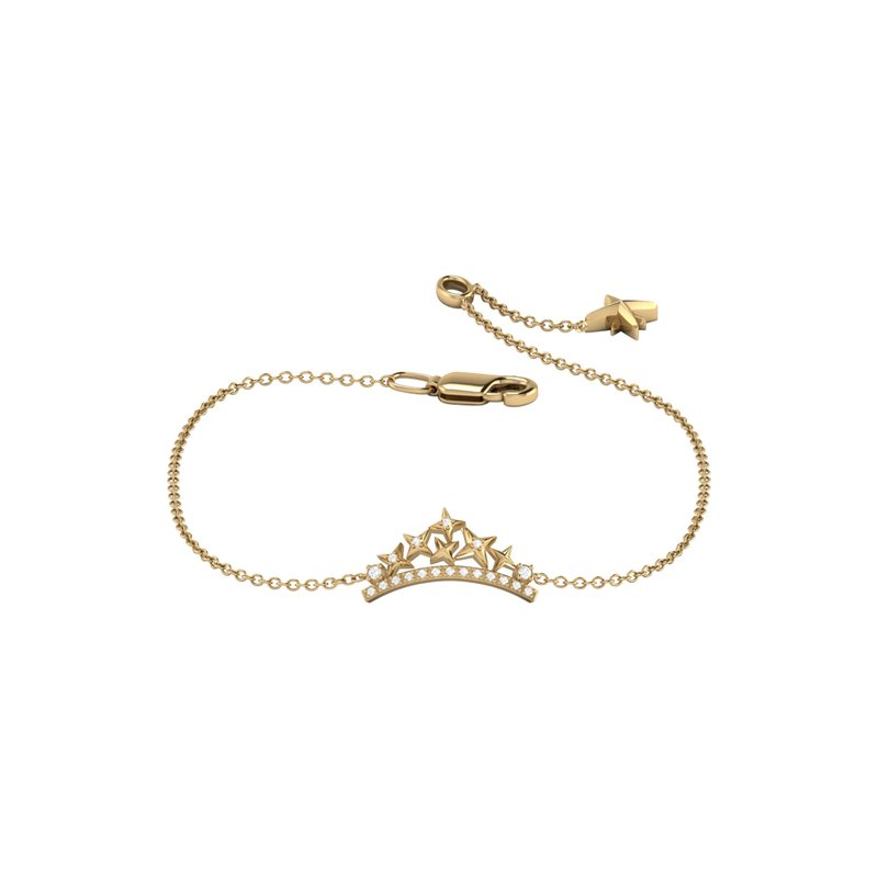 Luvmyjewelry Starry Cascade Diamond Tiara Bracelet In 14k Yellow Gold Vermeil On Sterling Silver