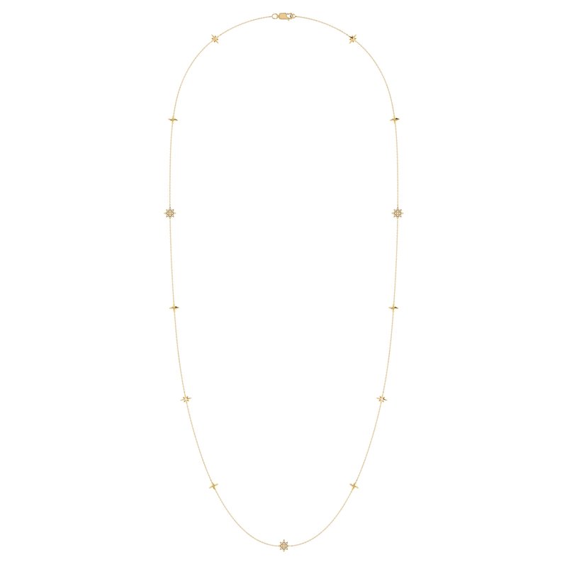 Luvmyjewelry Starry Lane Layered Diamond Necklace In 14k Yellow Gold Vermeil On Sterling Silver