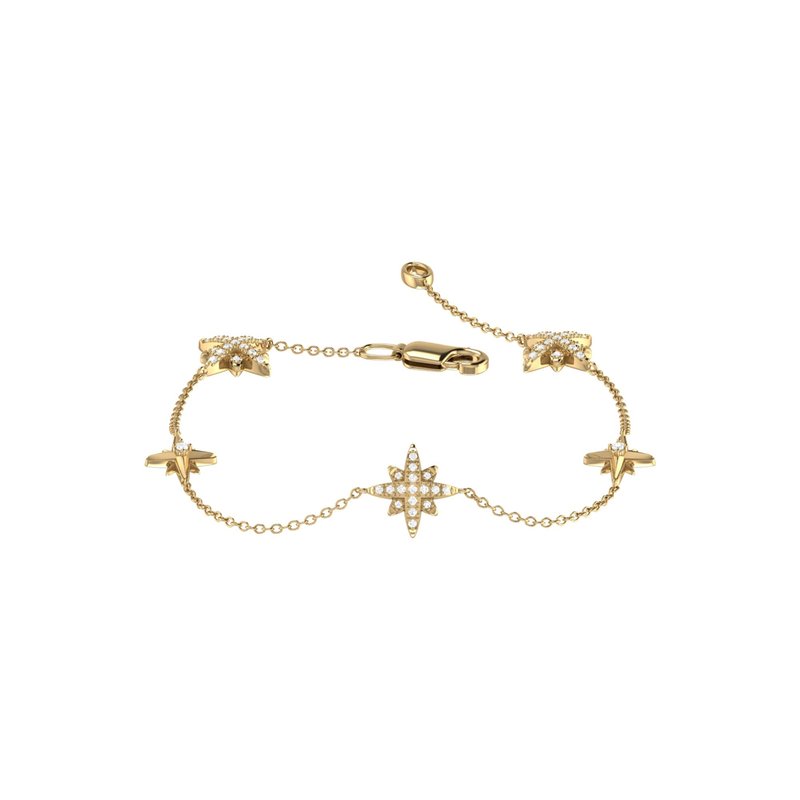 Luvmyjewelry Starry Lane North Star Diamond Bracelet In 14k Yellow Gold Vermeil On Sterling Silver