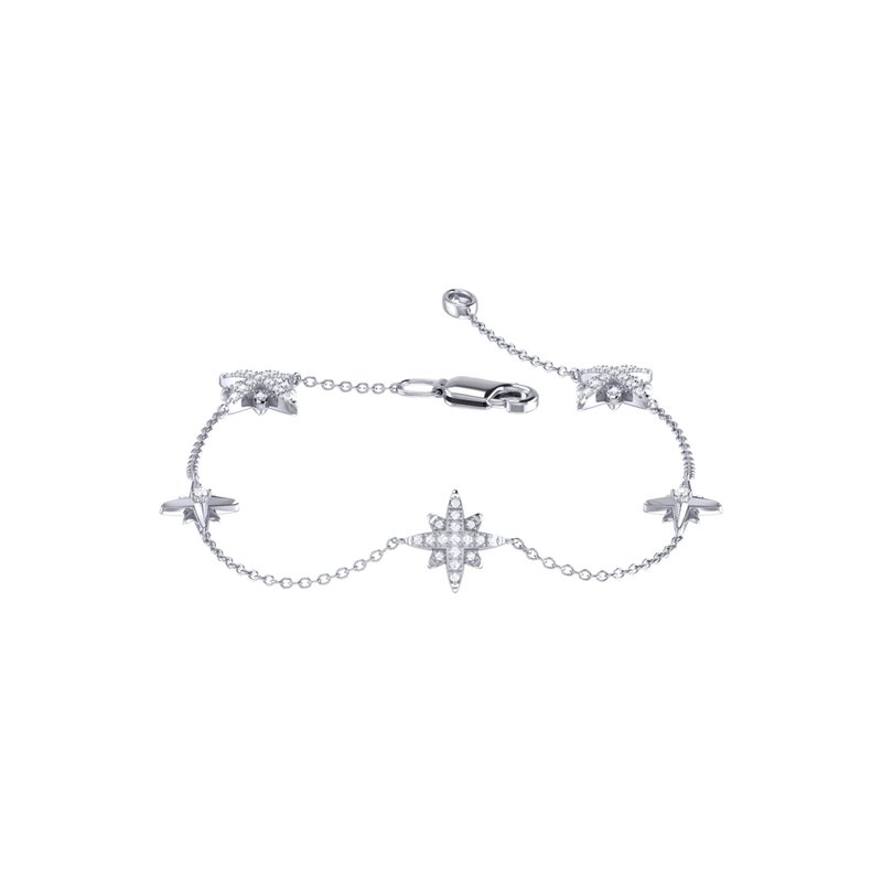 Luvmyjewelry Starry Lane North Star Diamond Bracelet In Sterling Silver In Grey