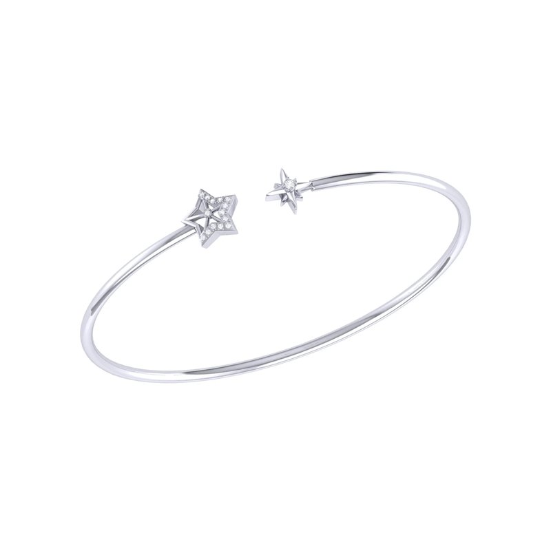 Luvmyjewelry Starry Night Adjustable Diamond Cuff In Sterling Silver In Metallic