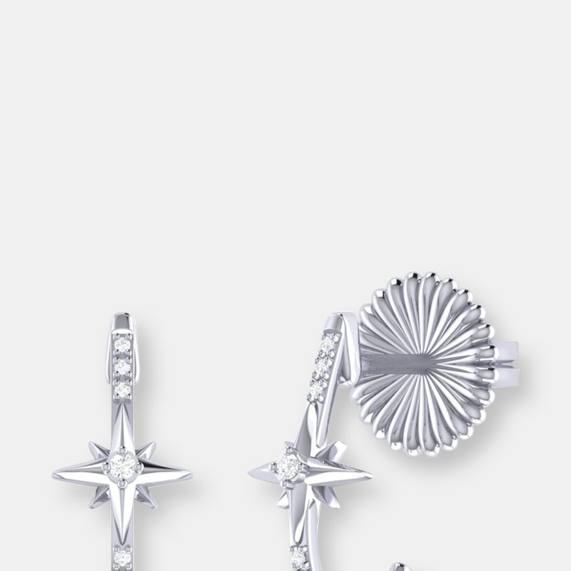 Luvmyjewelry Starry Night Diamond Star Earrings In Sterling Silver