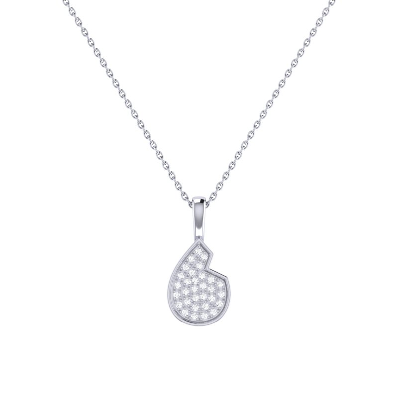 Luvmyjewelry Street Cycle Open Teardrop Diamond Pendant In Sterling Silver In Grey