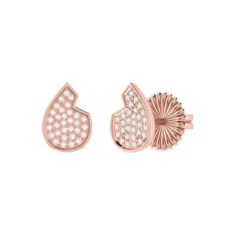 Luvmyjewelry Street Cycle Open Teardrop Diamond Stud Earrings In 14k Rose Gold Vermeil On Sterling S In Pink