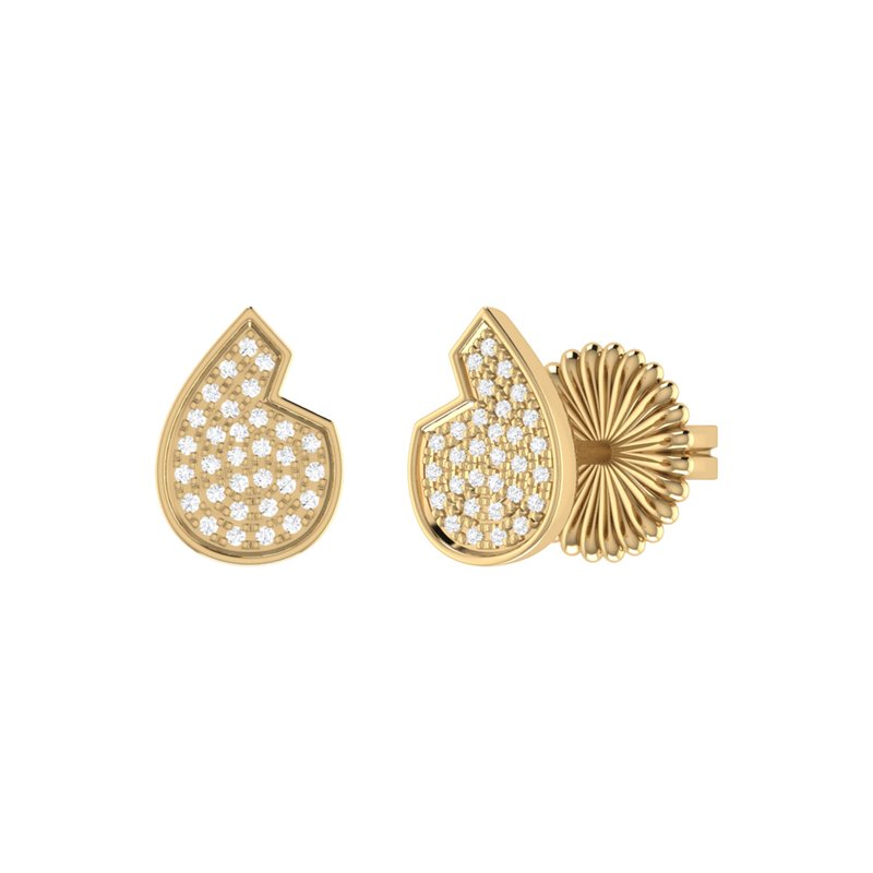 Luvmyjewelry Street Cycle Open Teardrop Diamond Stud Earrings In 14k Yellow Gold Vermeil On Sterling