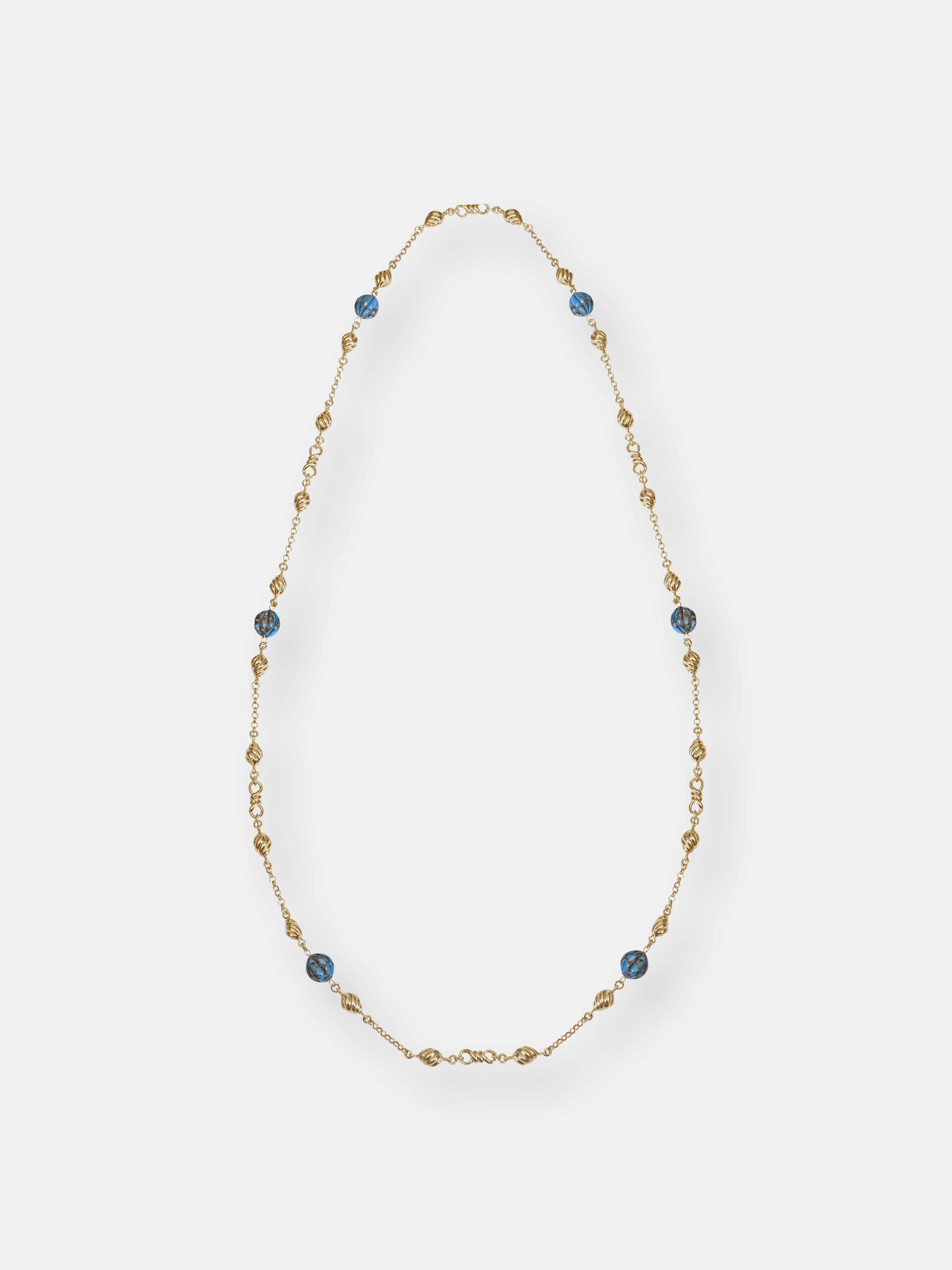 Luvmyjewelry Summer Nights Turquoise Layered Necklace In 14k Yellow Gold Plated Sterling Silver