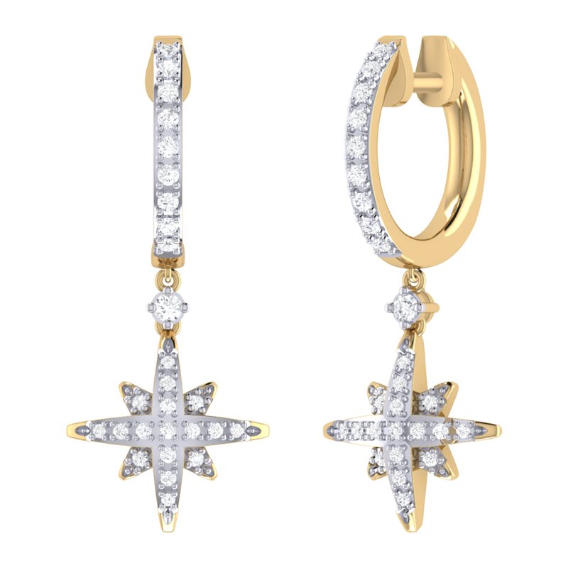 Luvmyjewelry Supernova Diamond Hoop Earrings In 14k Yellow Gold Vermeil On Sterling Silver