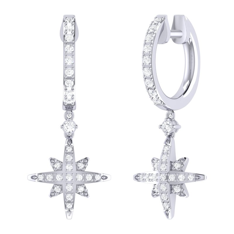 Luvmyjewelry Supernova Diamond Hoop Earrings In Sterling Silver In Grey
