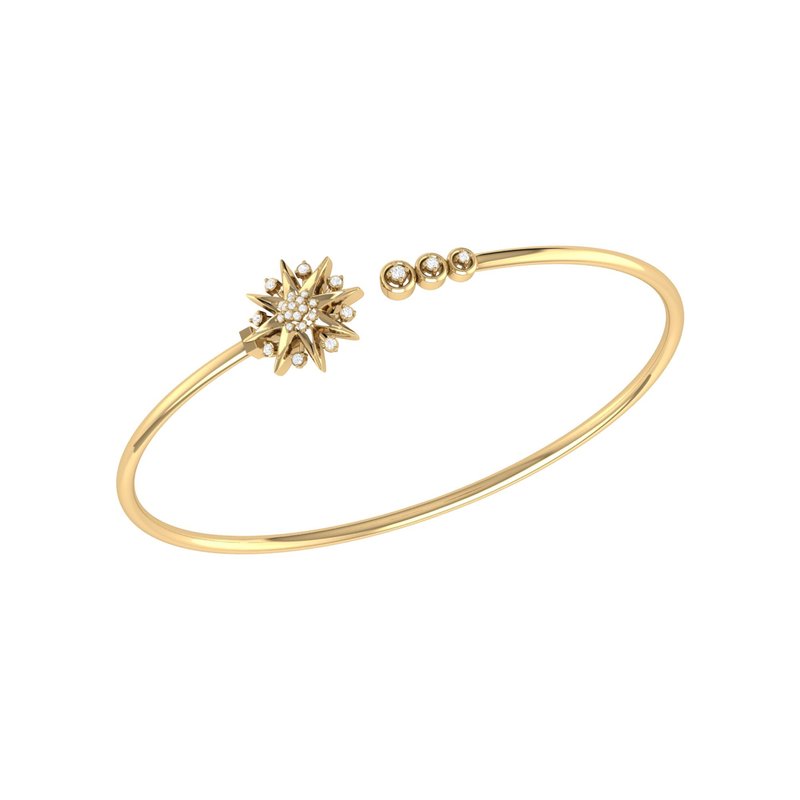 Luvmyjewelry Supernova Star Adjustable Diamond Cuff In 14k Yellow Gold Vermeil On Sterling Silver