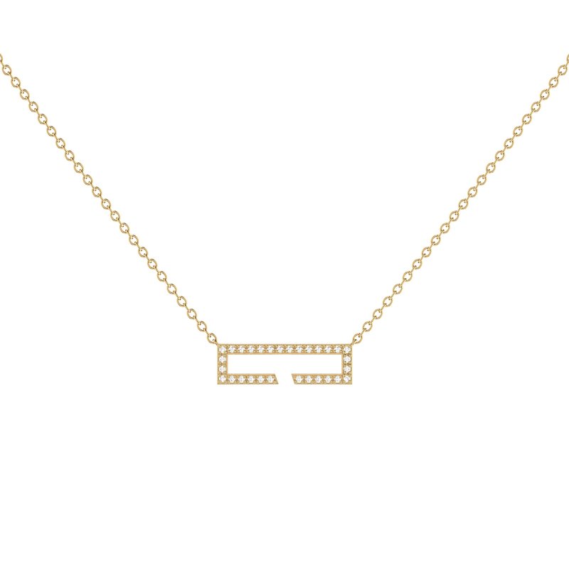 Luvmyjewelry Swing Rectangle Diamond Necklace In 14k Yellow Gold Vermeil On Sterling Silver