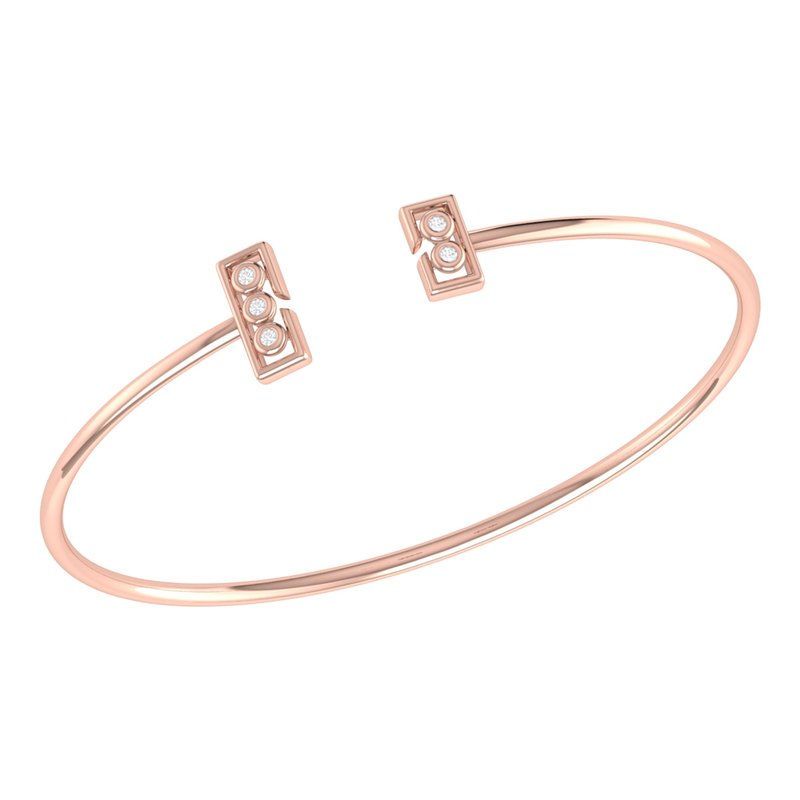 Luvmyjewelry Traffic Light Adjustable Diamond Cuff In 14k Rose Gold Vermeil On Sterling Silver In Pink