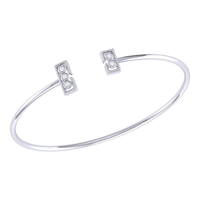 Luvmyjewelry Traffic Light Adjustable Diamond Cuff In Sterling Silver In Grey