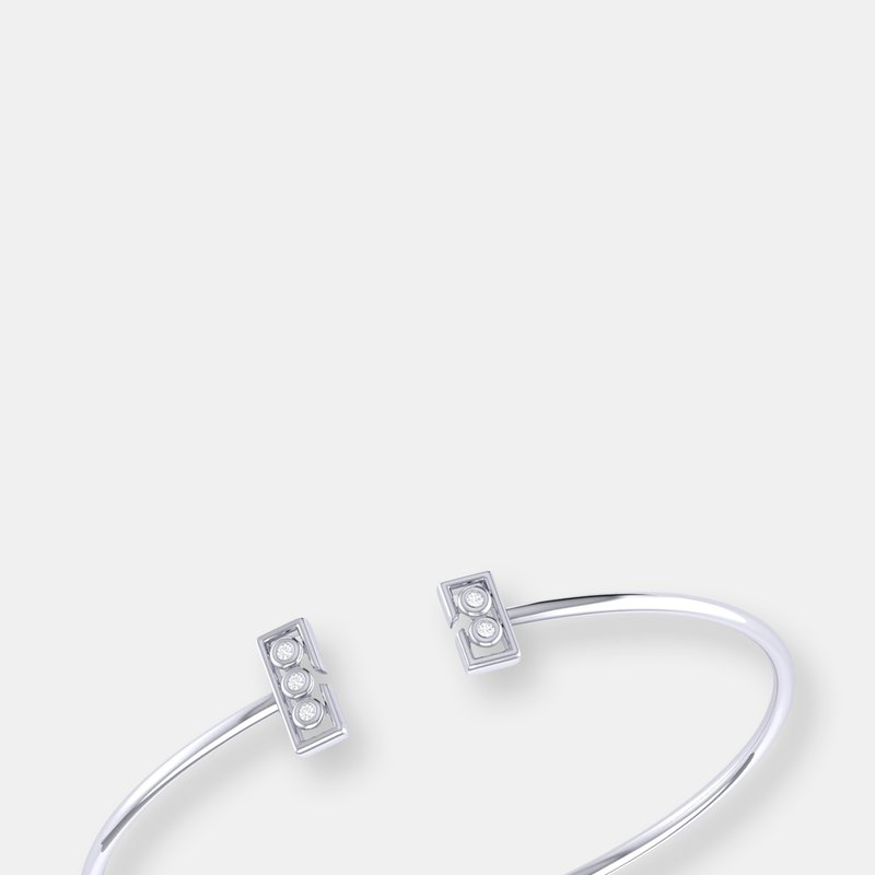 Luvmyjewelry Traffic Light Adjustable Diamond Cuff In Sterling Silver