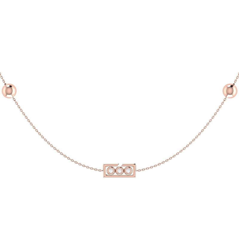 Luvmyjewelry Traffic Light Layered Diamond Necklace In 14k Rose Gold Vermeil On Sterling Silver