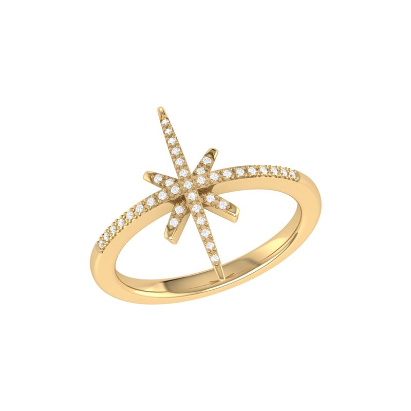 Luvmyjewelry Twinkle Star Diamond Ring In 14k Yellow Gold Vermeil On Sterling Silver