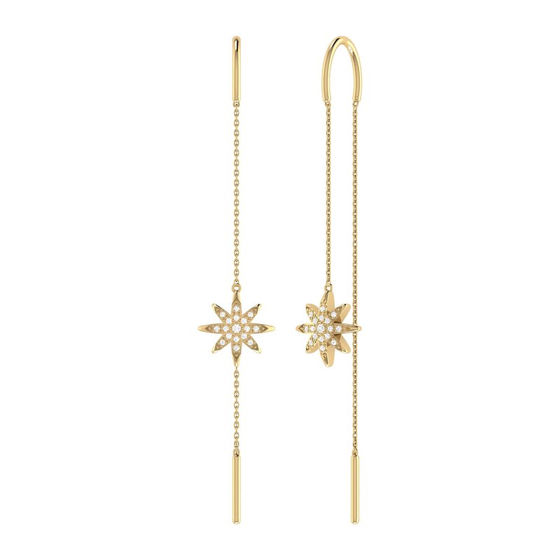 Luvmyjewelry Twinkle Star Tack-in Diamond Earrings In 14k Yellow Gold Vermeil On Sterling Silver
