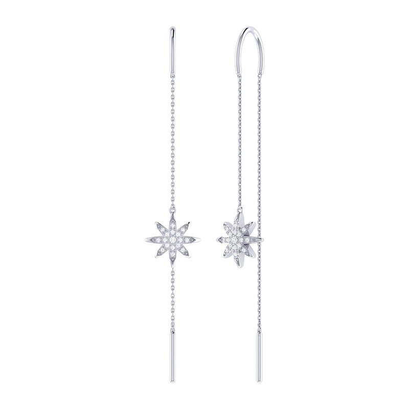 Luvmyjewelry Twinkle Star Tack-in Diamond Earrings In Sterling Silver In Grey