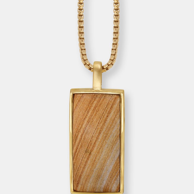 Shop Luvmyjewelry Wood Jasper Stone Tag In 14k Yellow Gold Plated Sterling Silver