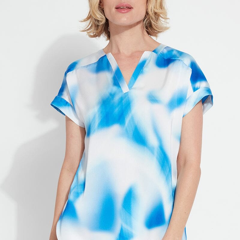Shop Lyssé Coraline Printed V-neck Pull On Top In Blue