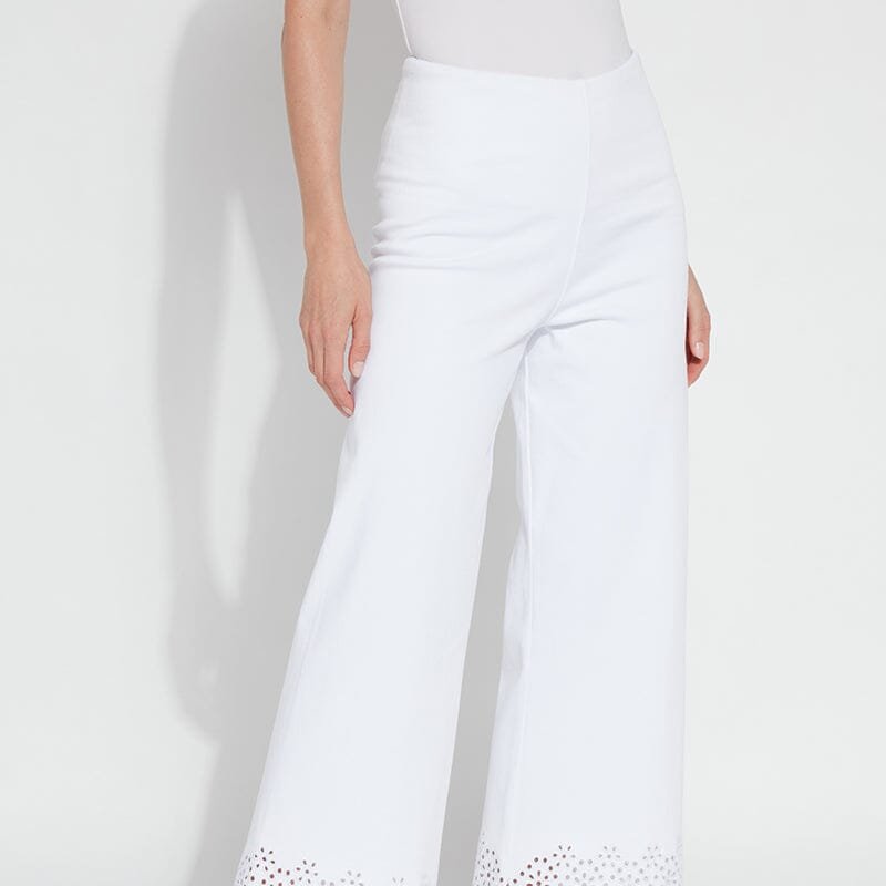 Shop Lyssé Cropped Eyelet Embroidered Wide Leg Jeans In White