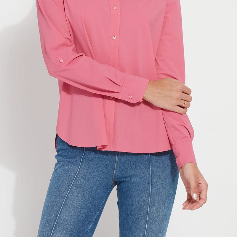 Shop Lyssé Roll Tab Connie Shirt (plus Size) In Pink
