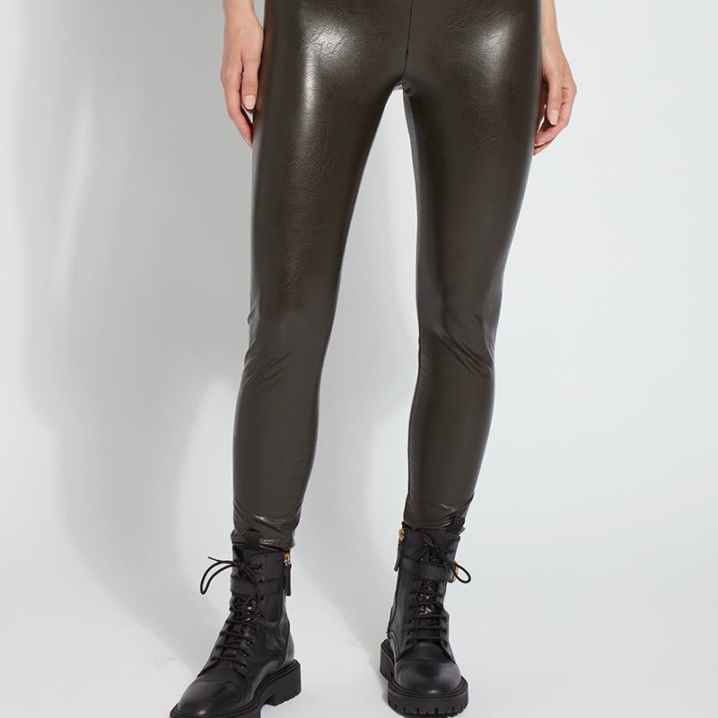 Shop Lyssé Textured Leather Legging In Green