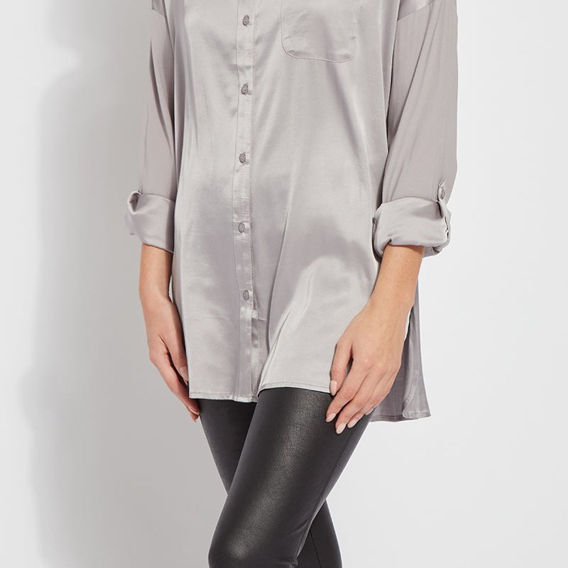 Lyssé Lysse The Eco Satin Shirt In Tinted Silver