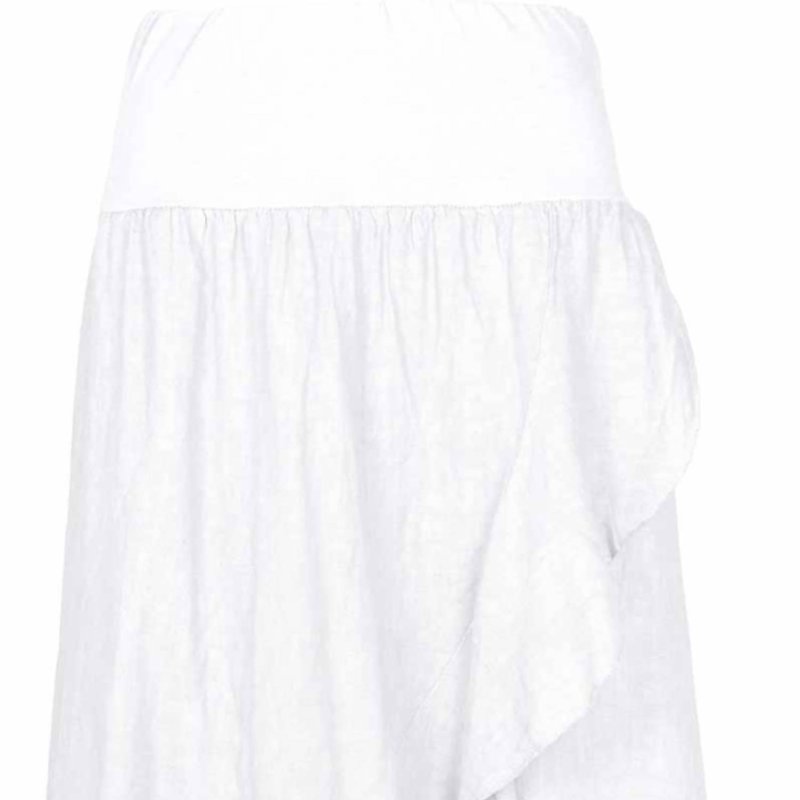 Shop M Made In Italy White Linen Skirt