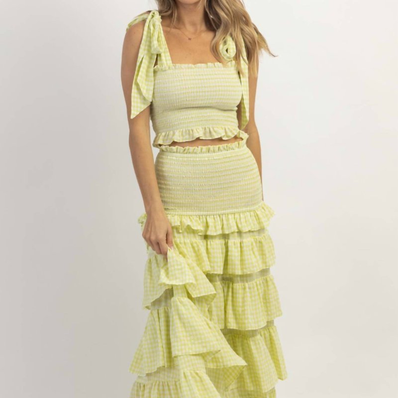Shop Mable Charm Smocked Maxi Skirt Set In Yellow