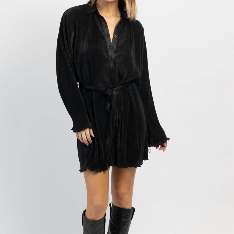 Shop Mable Disco Belt Plisse Mini Dress In Black