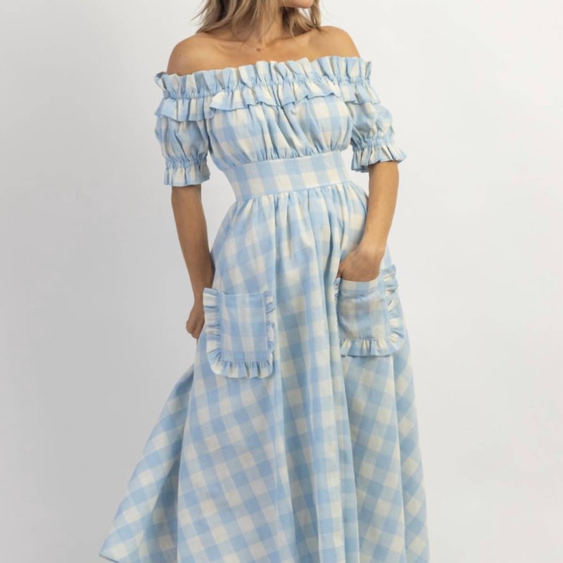Shop Mable Dreamstate Gingham Maxi Dress In Blue