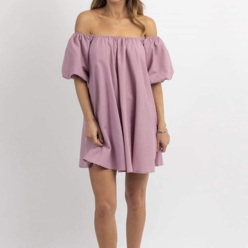 Shop Mable Lane Off-shoulder Mini Dress In Purple