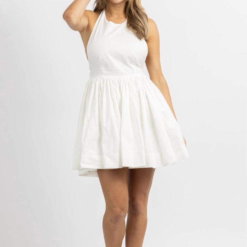 Shop Mable Linen Halterneck Mini Dress In White