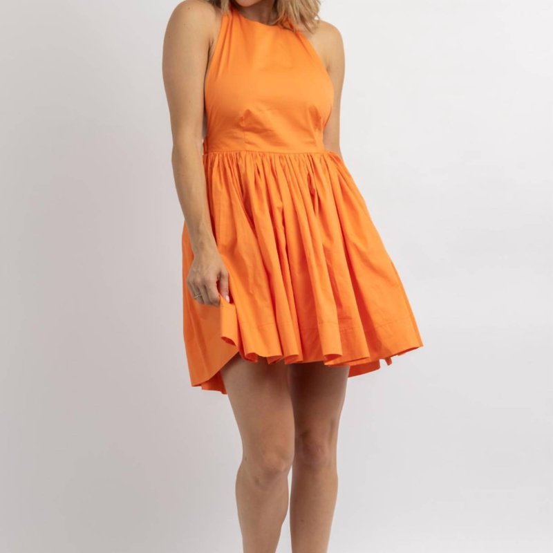 Shop Mable Linen Halterneck Mini Dress In Orange