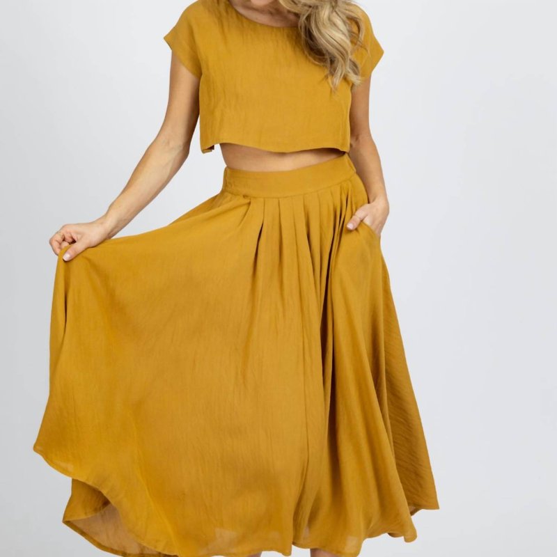 Shop Mable Linenlike Crop + Midi Skirt Set In Yellow