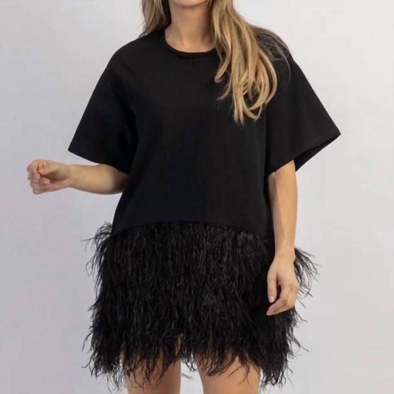 Shop Mable Madonna Feather Trim Dress In Black